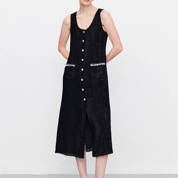 Luxury Silk-Blend Jacquard Dress | Dark Floral Night Sky Black | Size M - Picture 12 of 16